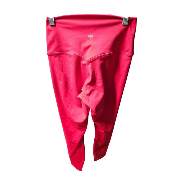 TSLA‎ Red Cropped Leggings High Waist Athletic Yoga Pants - Picture 2 of 2